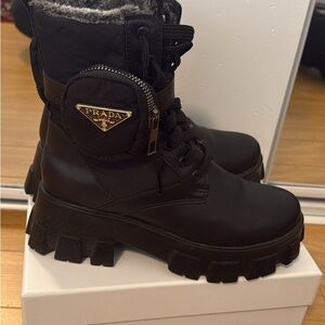 Prada Women's Black Moto Boots